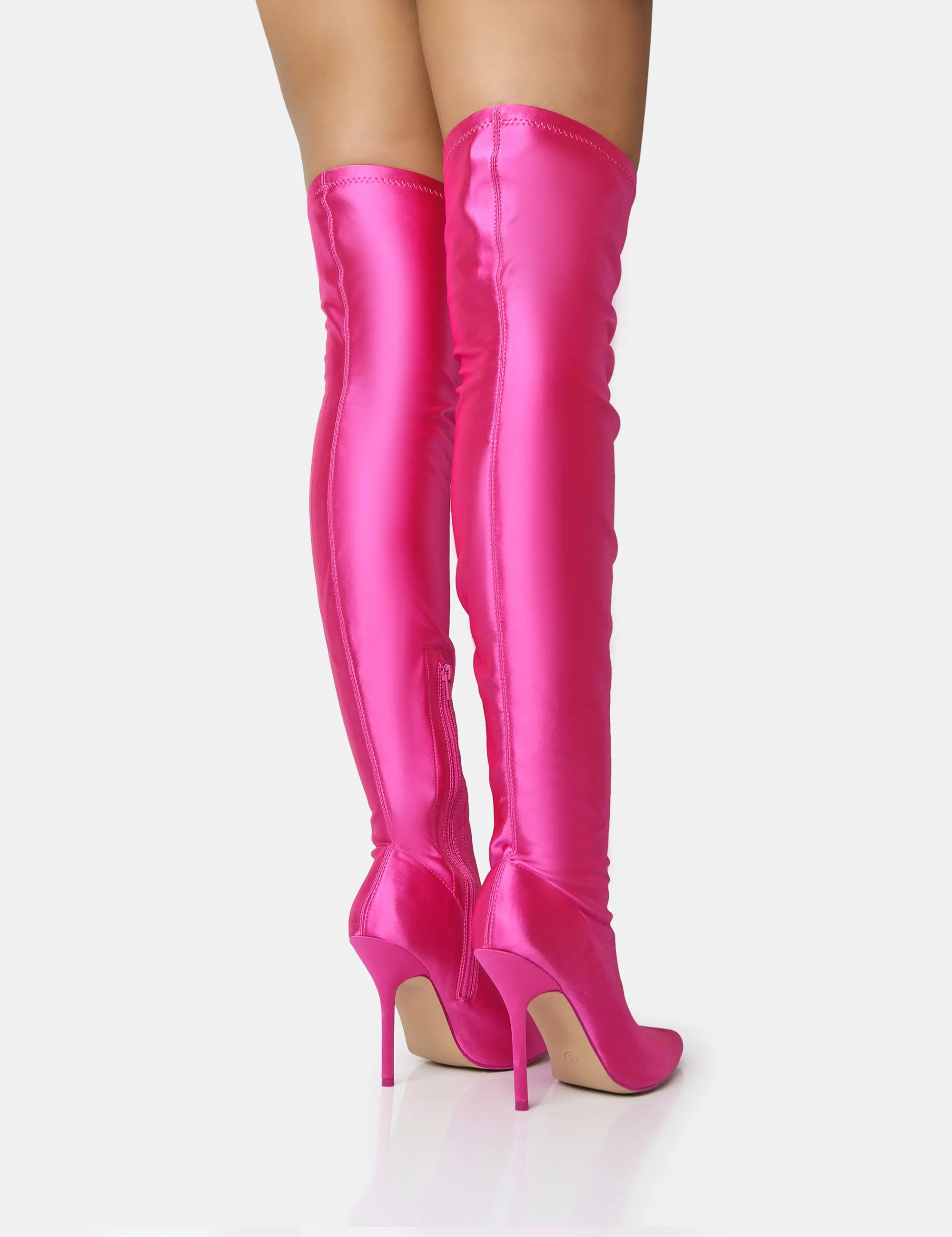 Instinct Pink Lycra Pointed Toe Stiletto Over The Knee Boots sold by Public Desire product image thumbnail 2