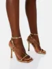 Catwalk Gold Pu Chain Strappy Square Toe Stiletto Heels sold by Public Desire