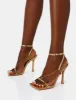 Catwalk Gold Pu Chain Strappy Square Toe Stiletto Heels sold by Public Desire