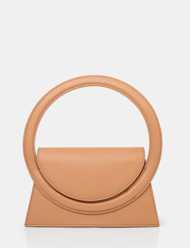 The Top Handle Tan Pu Circlur Handle Grab Bag sold by Public Desire