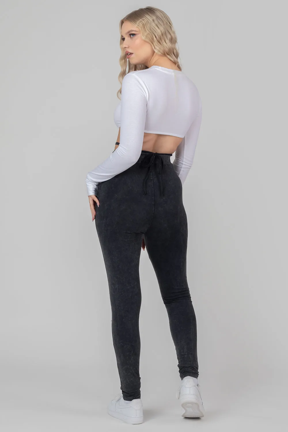Tie Waist Leggings Acid Wash sold by Public Desire product image thumbnail 4