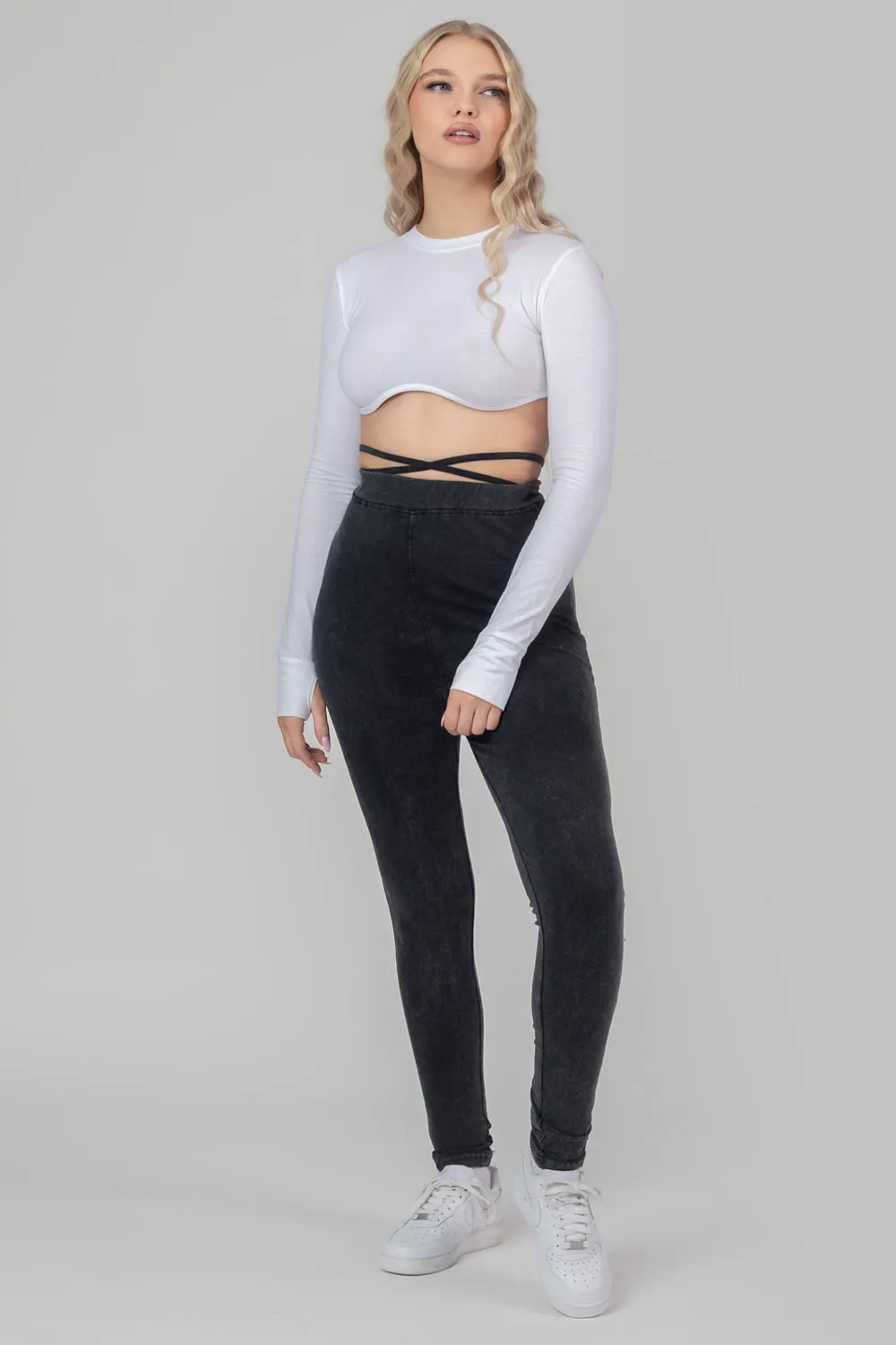 Tie Waist Leggings Acid Wash sold by Public Desire