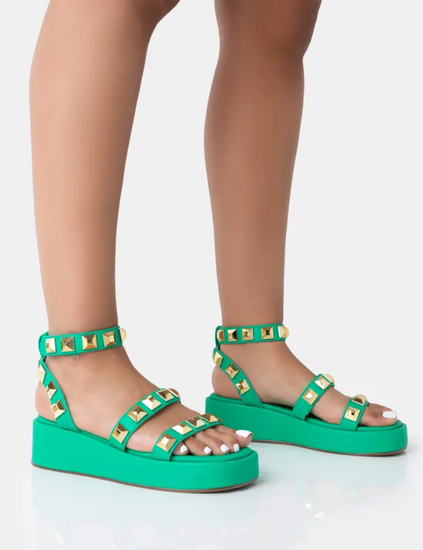 Wade Green Studded Strappy Platform Sandals sold by Public Desire