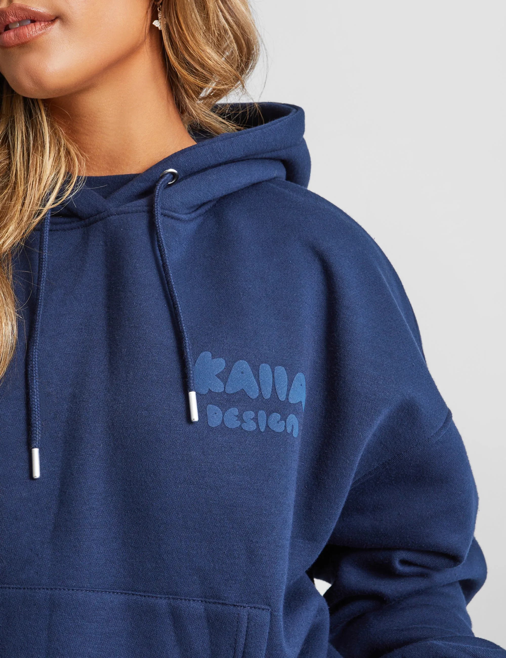 Kaiia Design Bubble Logo Oversized Hoodie Navy sold by Public Desire product image thumbnail 2