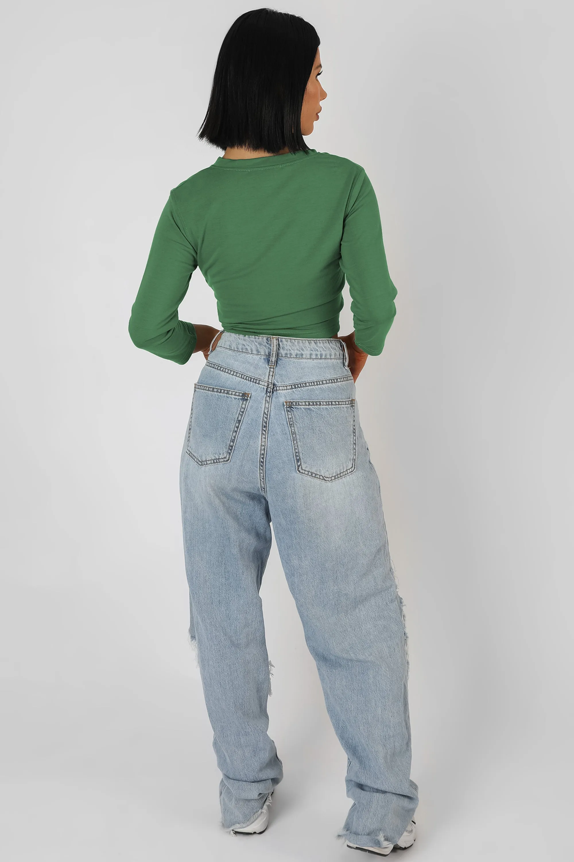 Button Front Long Sleeve Crop Top Khaki sold by Public Desire product image thumbnail 3