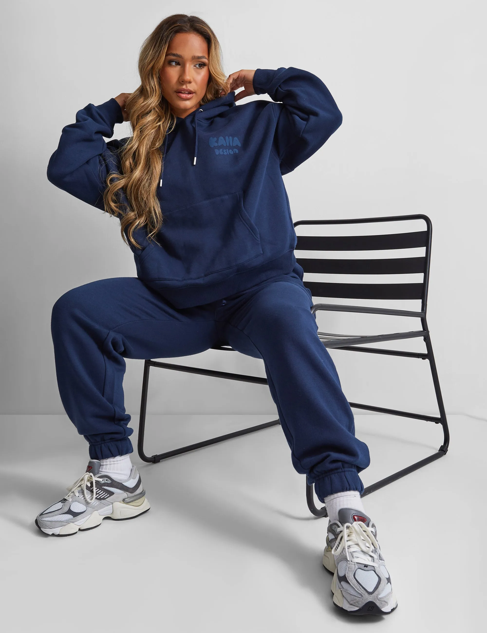 Kaiia Design Bubble Logo Oversized Hoodie Navy sold by Public Desire product image thumbnail 3