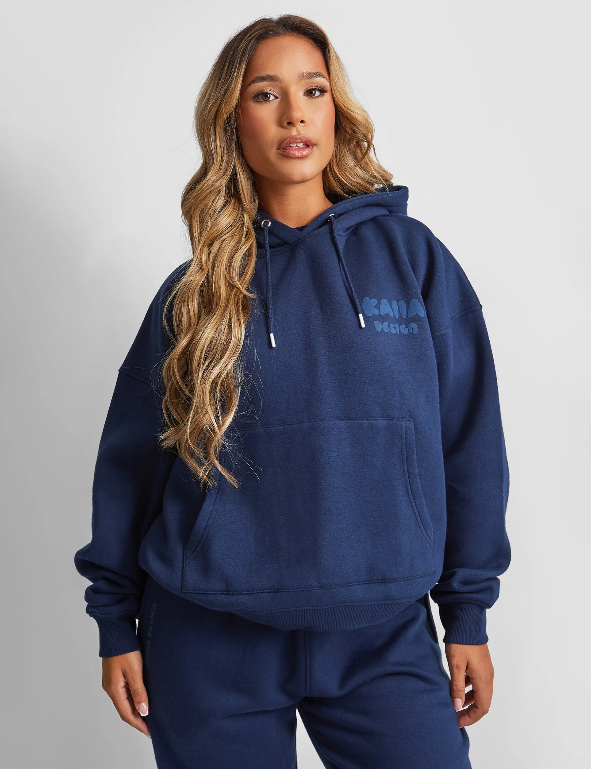 Kaiia Design Bubble Logo Oversized Hoodie Navy sold by Public Desire