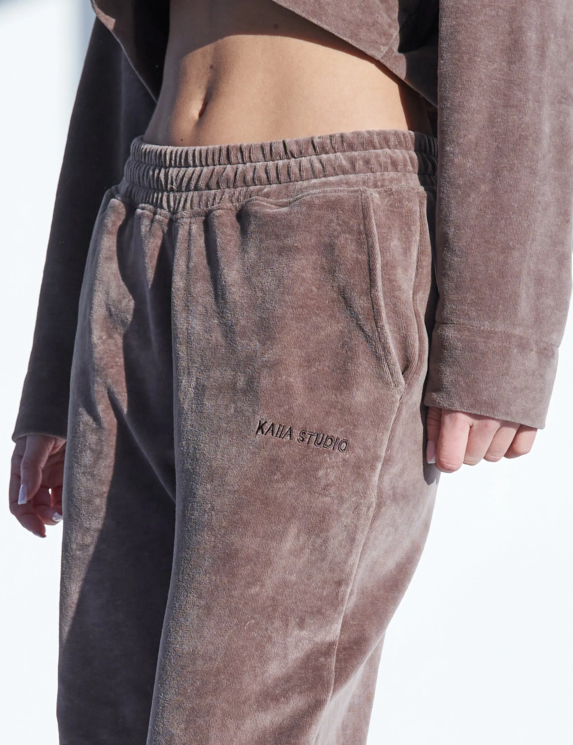Kaiia Studio Velour Wide Leg Pants Brown sold by Public Desire product image thumbnail 3