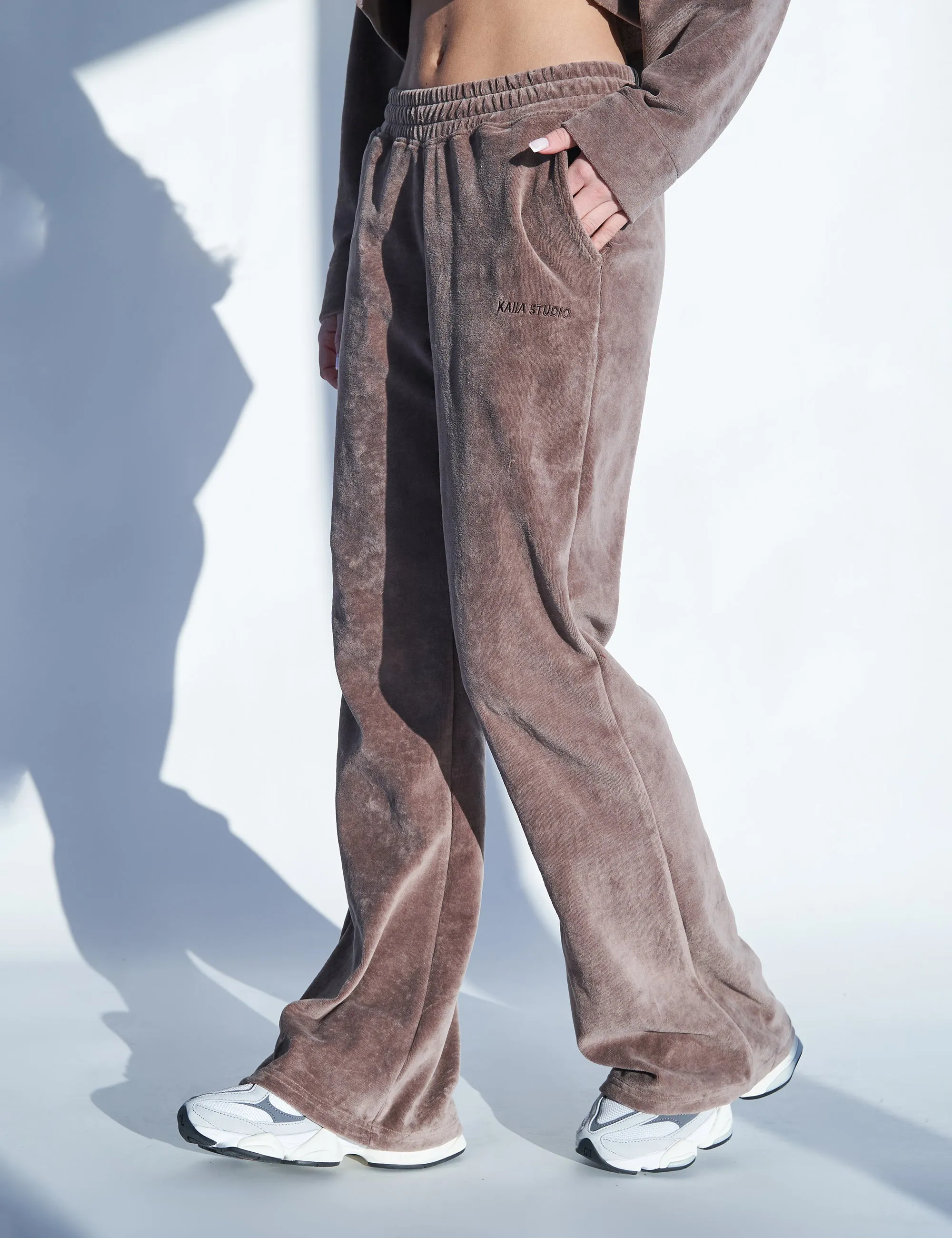 Kaiia Studio Velour Wide Leg Pants Brown sold by Public Desire product image thumbnail 2