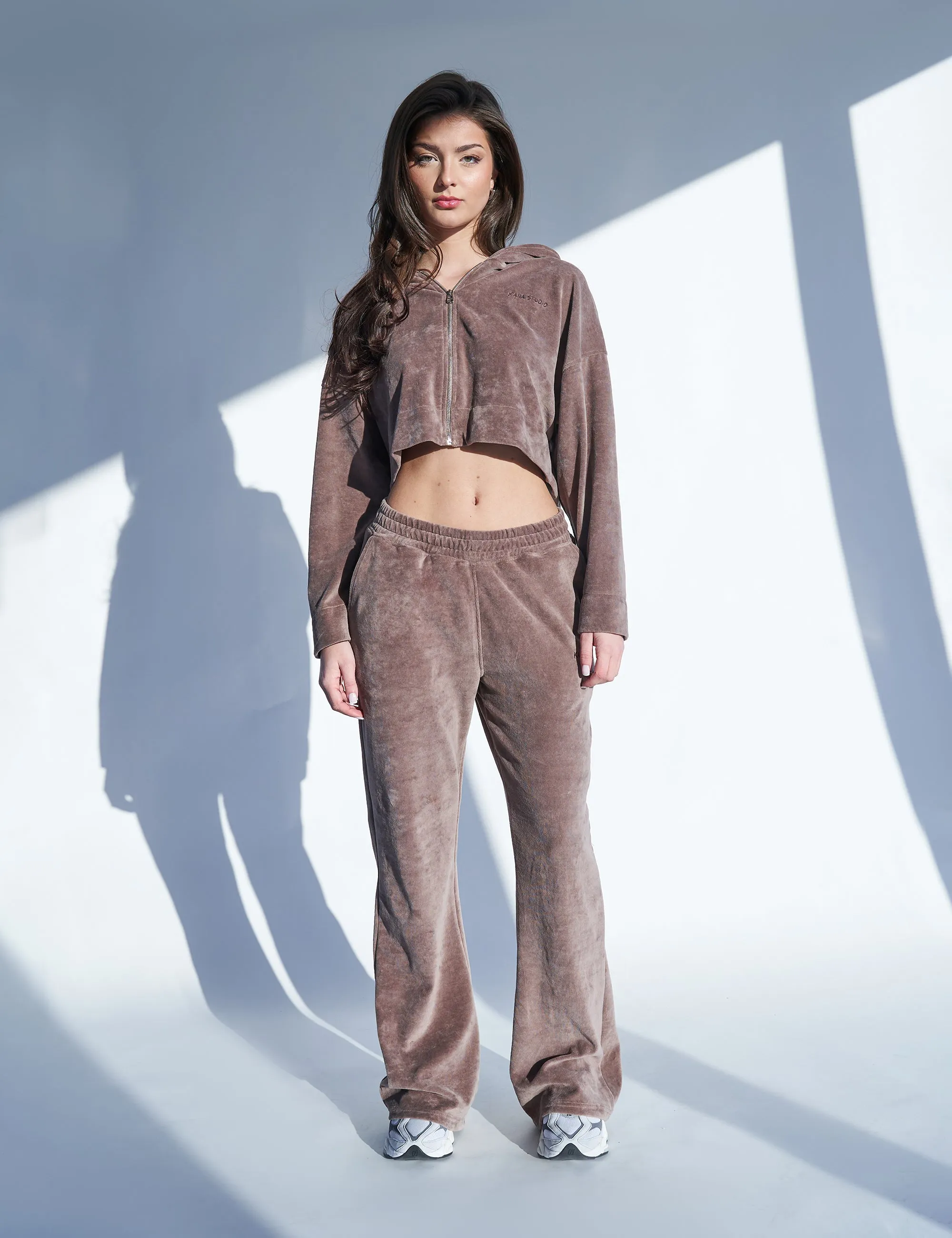 Kaiia Studio Velour Wide Leg Pants Brown sold by Public Desire