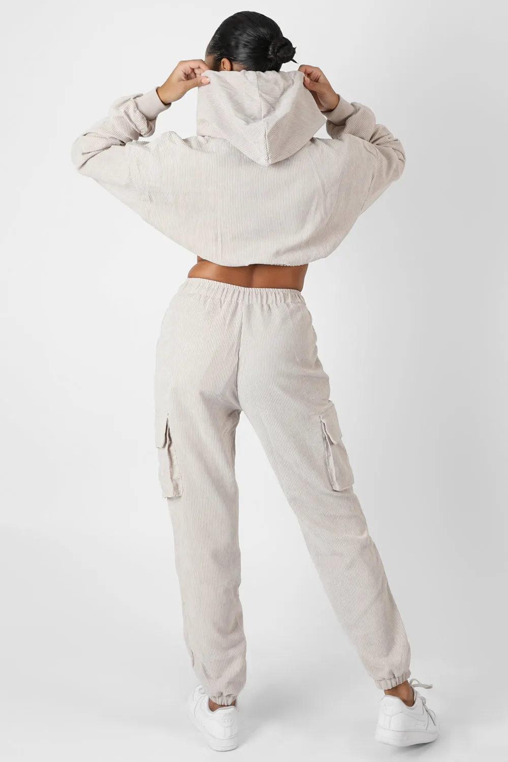 Cord Cropped Hoodie Ecru sold by Public Desire product image thumbnail 5