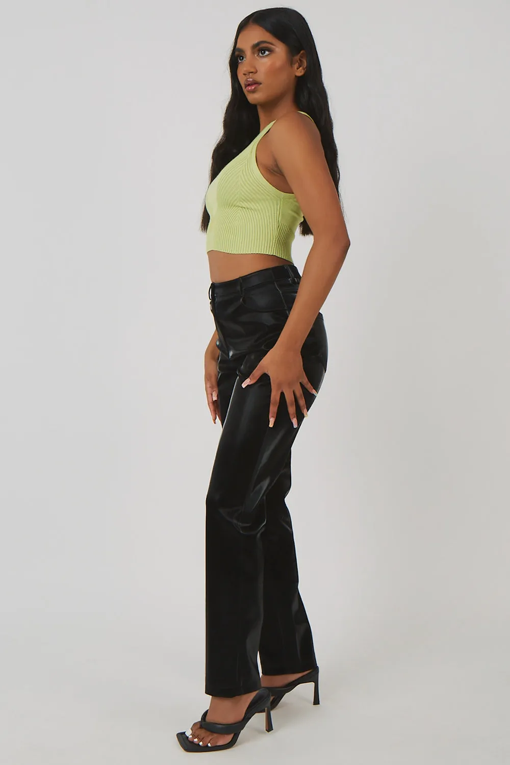 Knitted High Neck Racer Crop Top Lime sold by Public Desire product image thumbnail 5