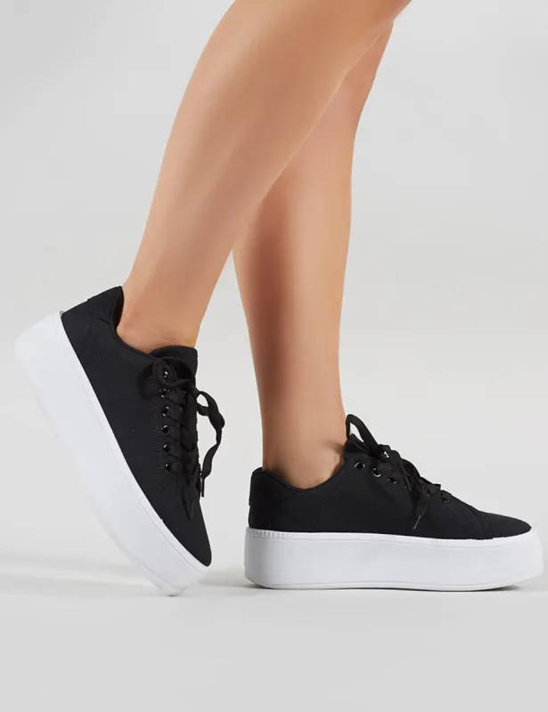 Paisley Flatform Canvas Trainers in Black sold by Public Desire