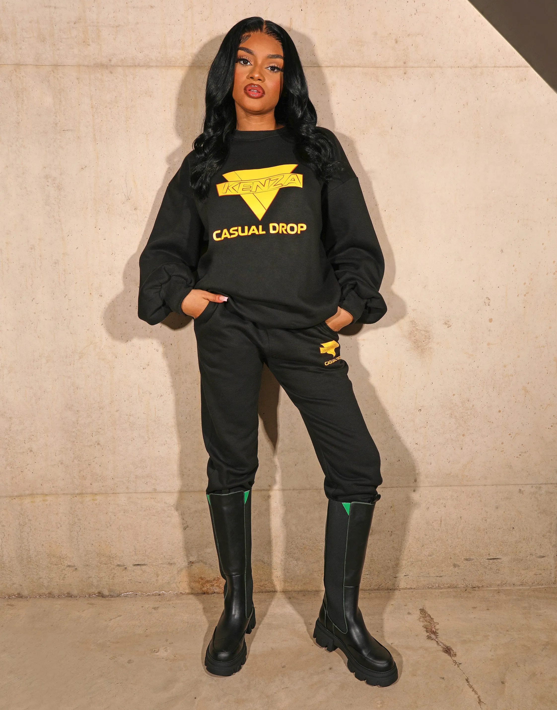 Kenza X Public Desire Moto Graphic Oversized Sweatshirt in Black sold by Public Desire product image thumbnail 4