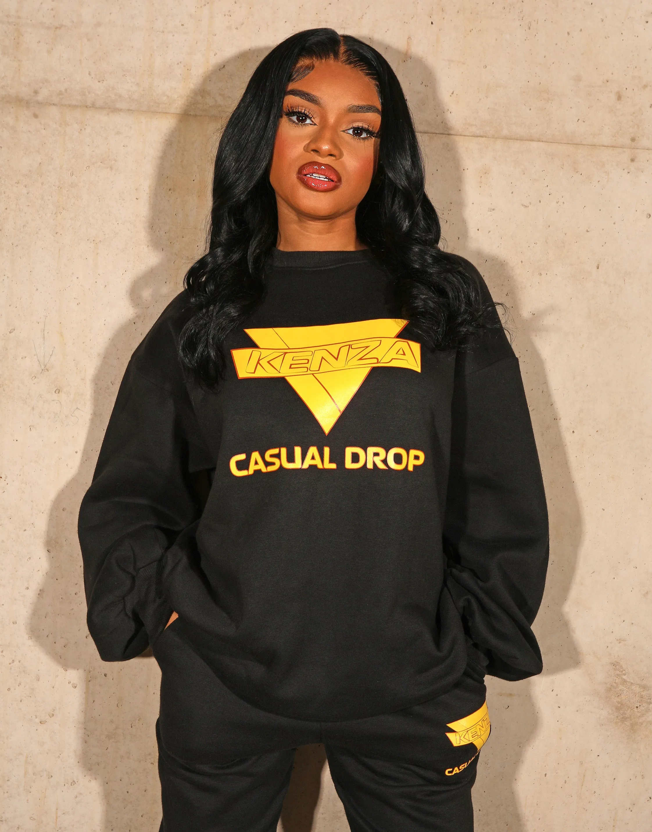 Kenza X Public Desire Moto Graphic Oversized Sweatshirt in Black sold by Public Desire product image thumbnail 3
