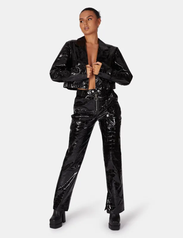 Croc Vinyl Trousers Black made by Public Desire