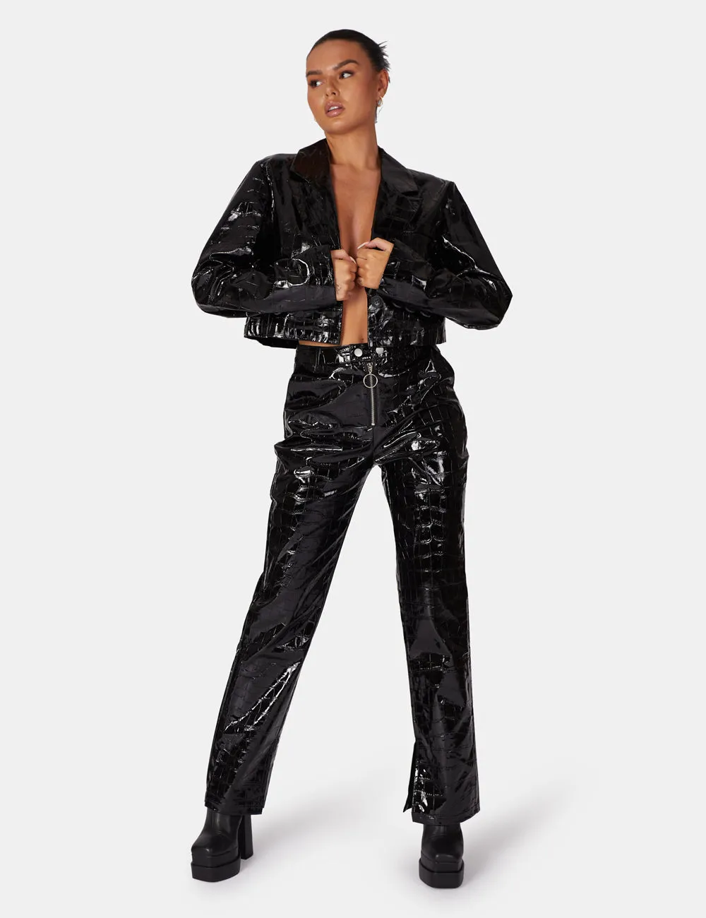 Croc Vinyl Trousers Black sold by Public Desire