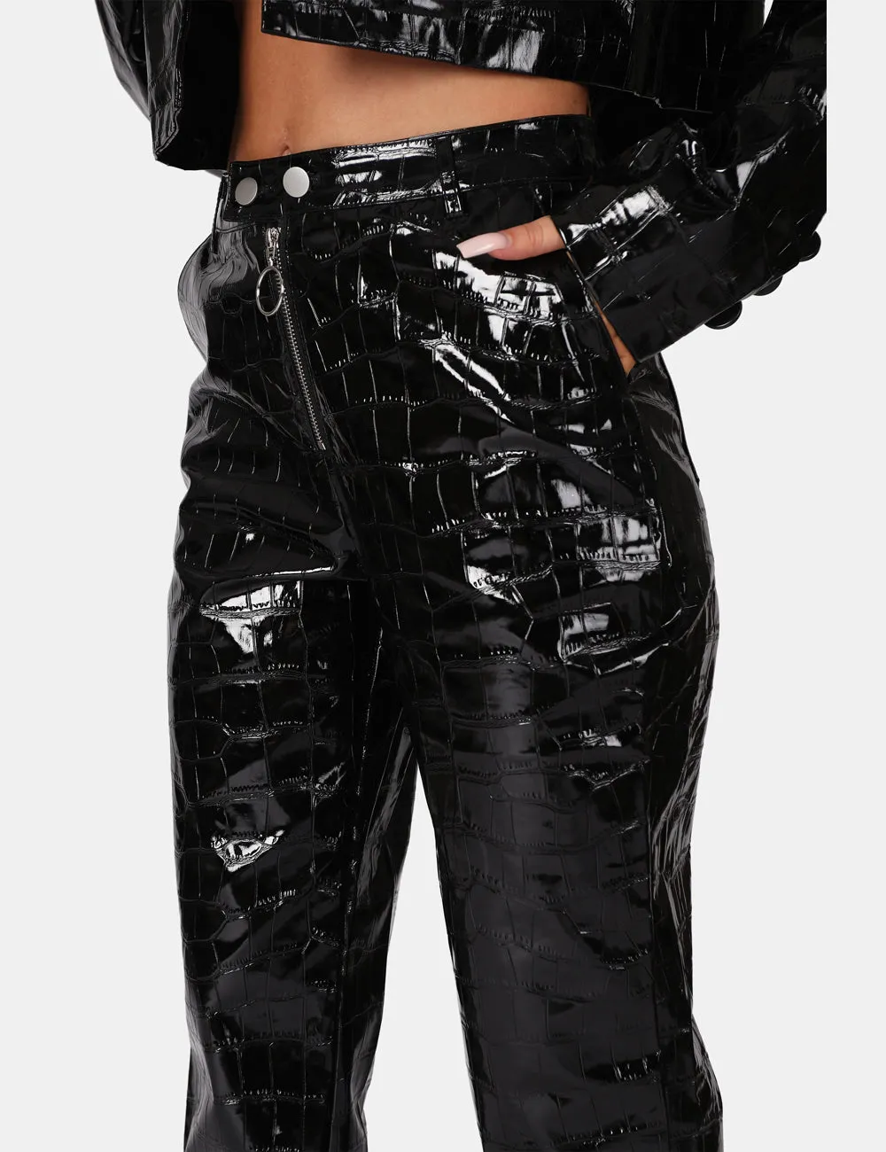 Croc Vinyl Trousers Black sold by Public Desire product image thumbnail 4