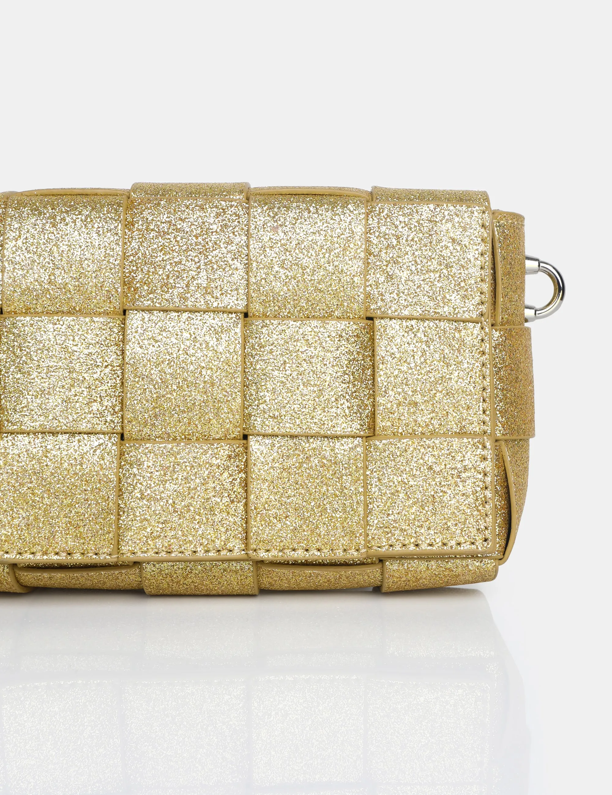 The Mayan Champagne Glitter Weave Gold Chain Detail Shoulder Bag sold by Public Desire product image thumbnail 3