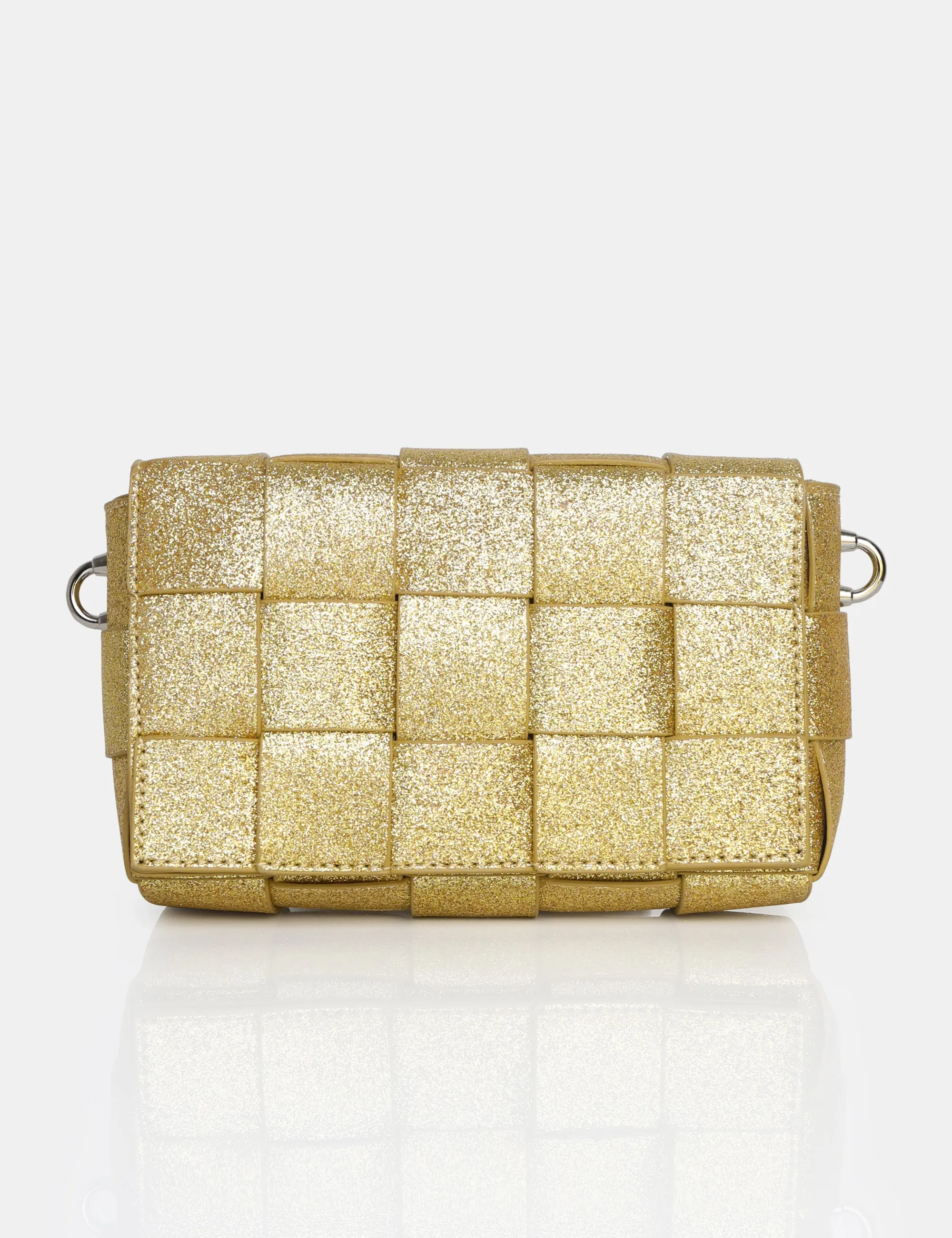 The Mayan Champagne Glitter Weave Gold Chain Detail Shoulder Bag sold by Public Desire product image thumbnail 4