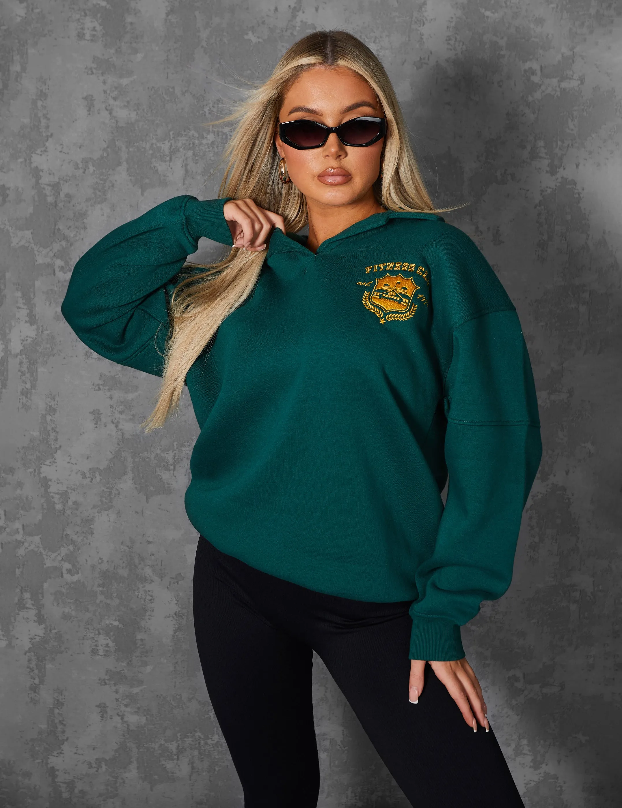 Sports Club Embroidered Badge Oversized Rugby Sweatshirt Forest Green sold by Public Desire product image thumbnail 5