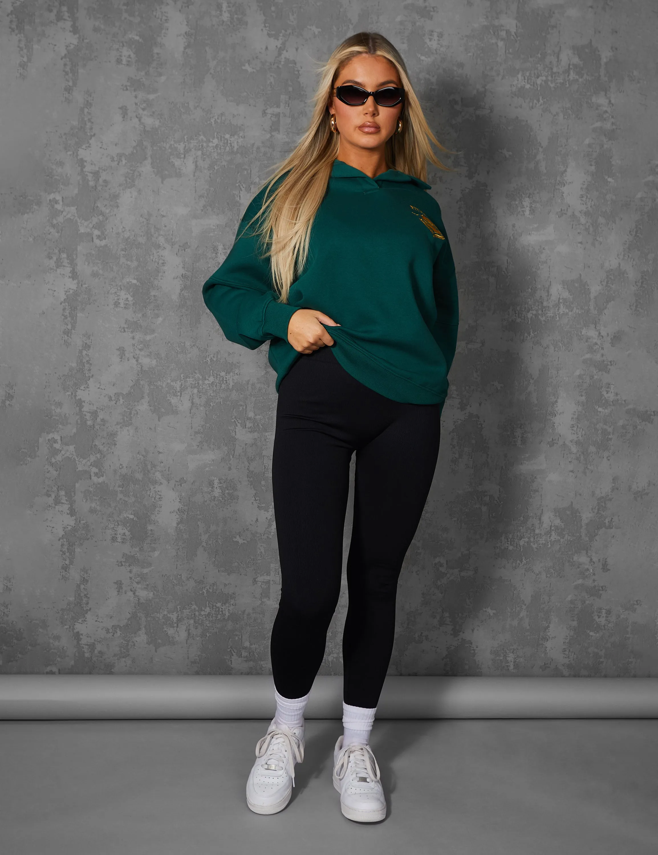 Sports Club Embroidered Badge Oversized Rugby Sweatshirt Forest Green sold by Public Desire product image thumbnail 4