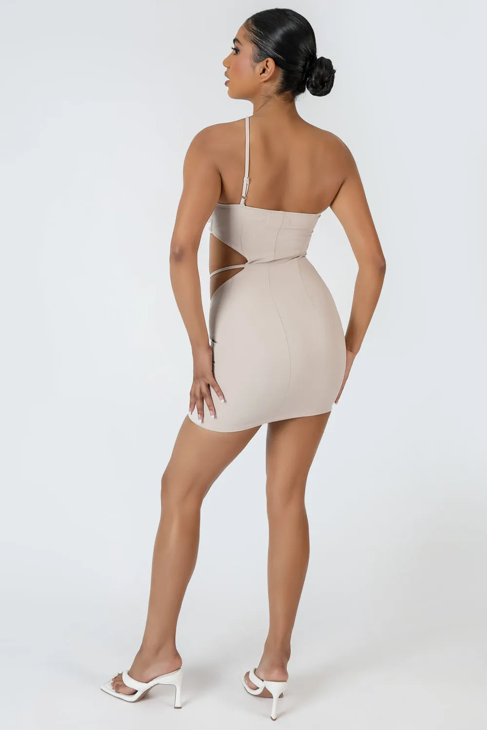 Asymmetric Cutout Waist Strappy Mini Dress sold by Public Desire product image thumbnail 3