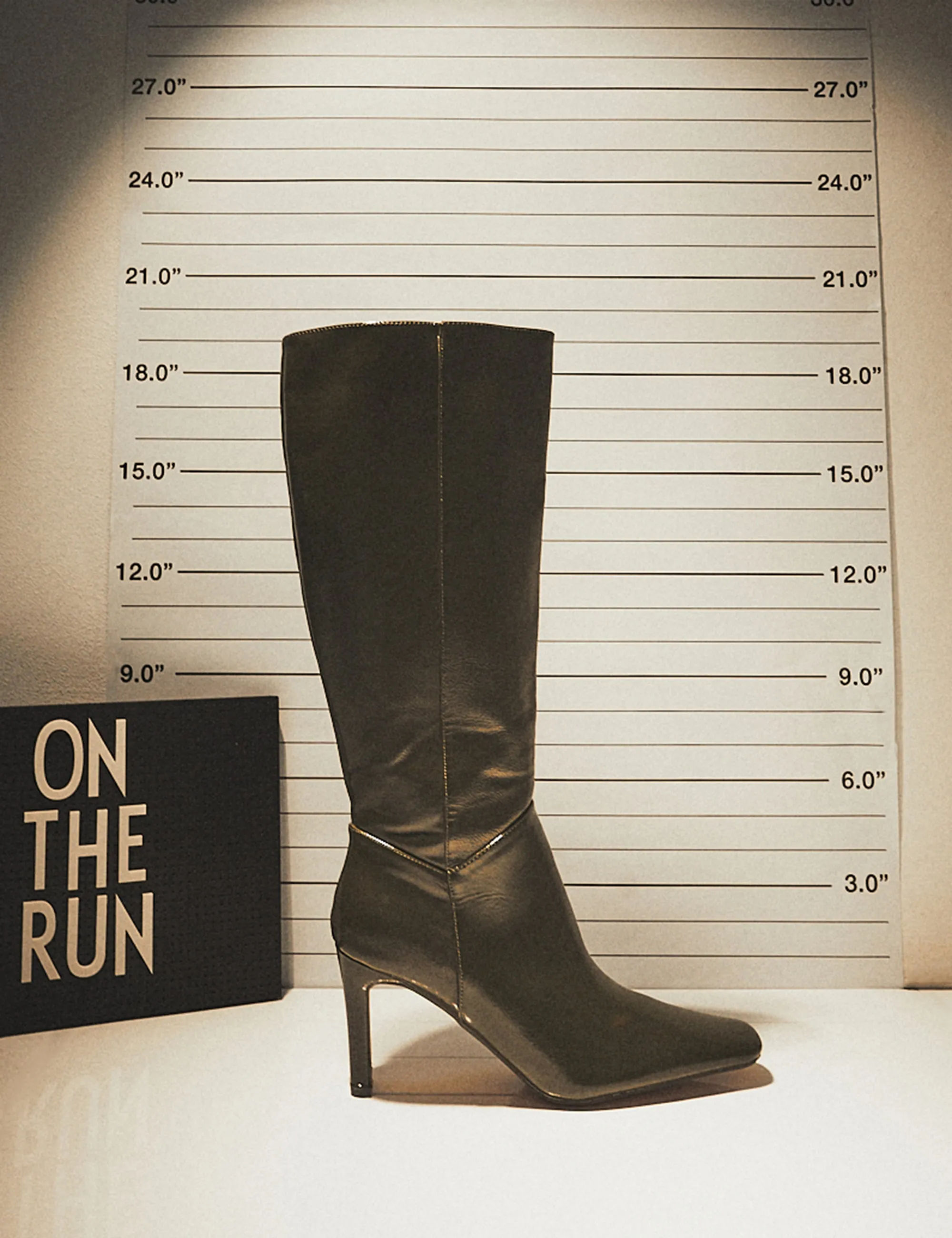 Pose Olive Textured Patent Pu Zip Up Knee High Slim Block Heeled Boots sold by Public Desire product image thumbnail 2