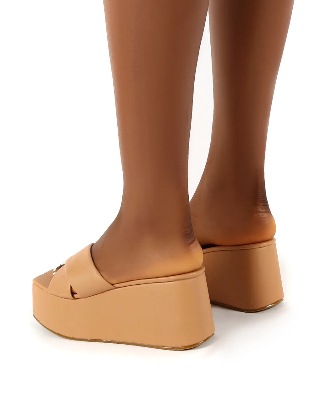Elevate Nude PU Flatform Sole Cross Strap Sandals sold by Public Desire product image thumbnail 2