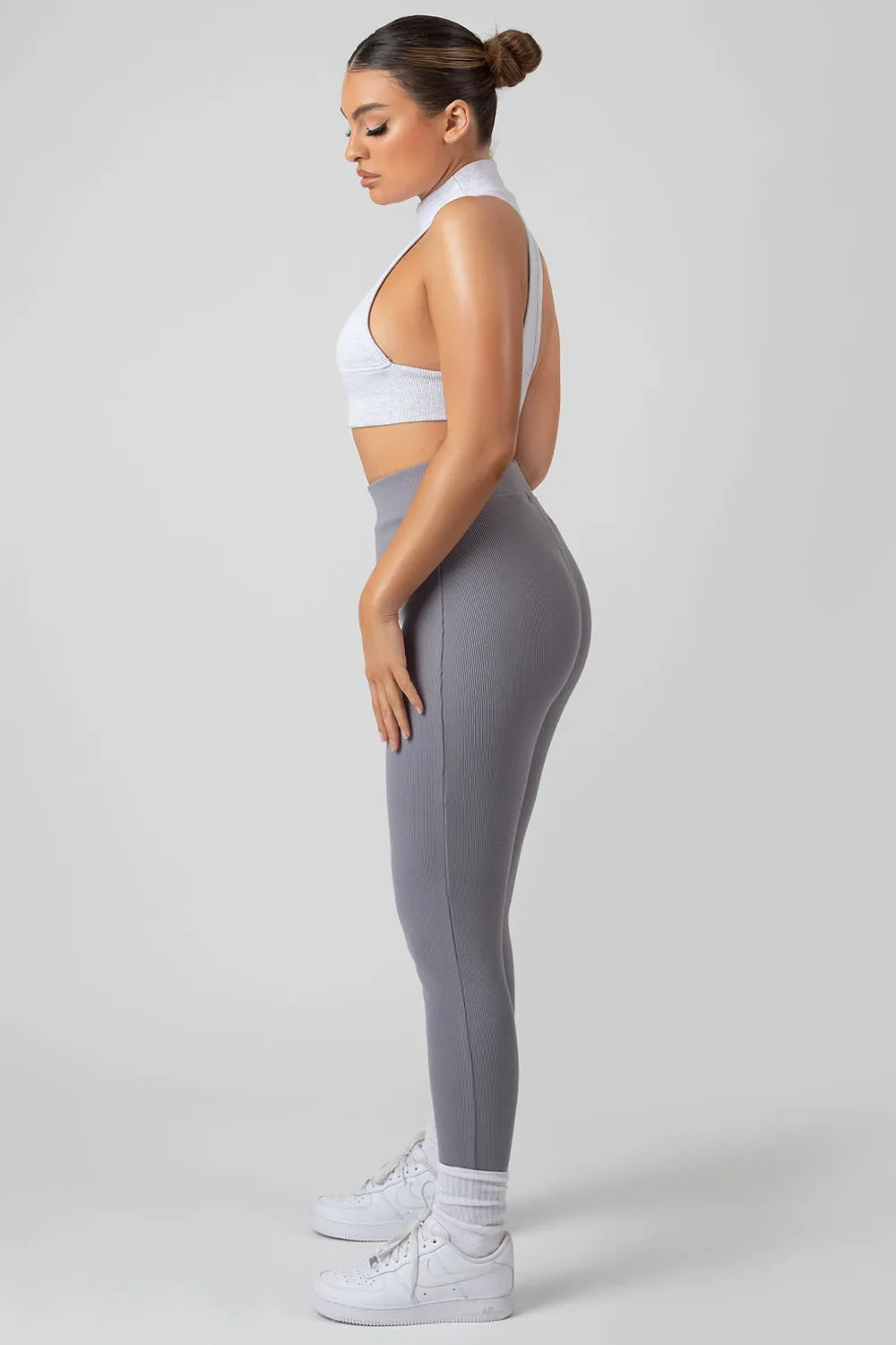 Thick Waistband Ribbed Leggings Grey sold by Public Desire product image thumbnail 3
