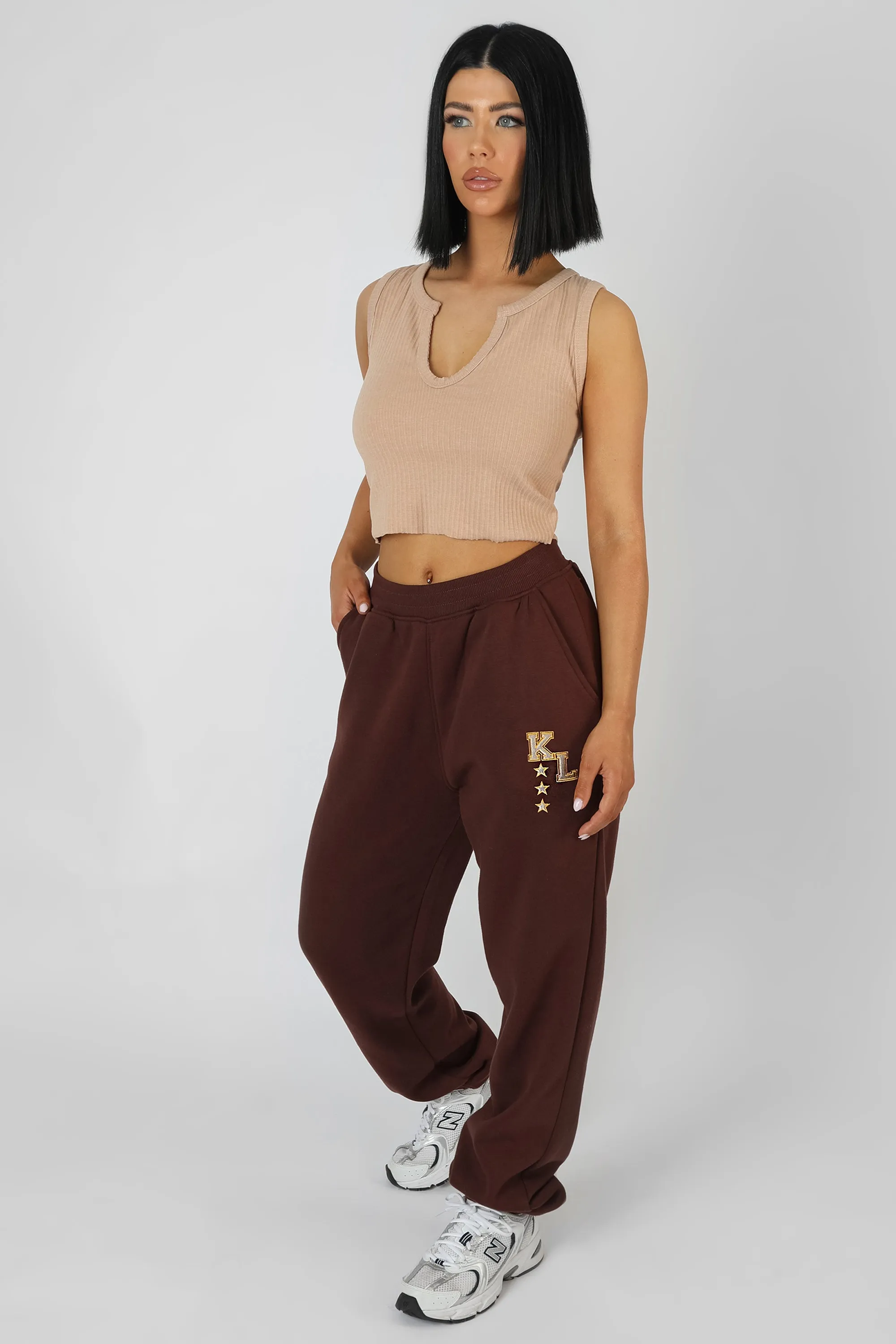 V Neck Sleeveless Ribbed Crop Top Camel sold by Public Desire product image thumbnail 4