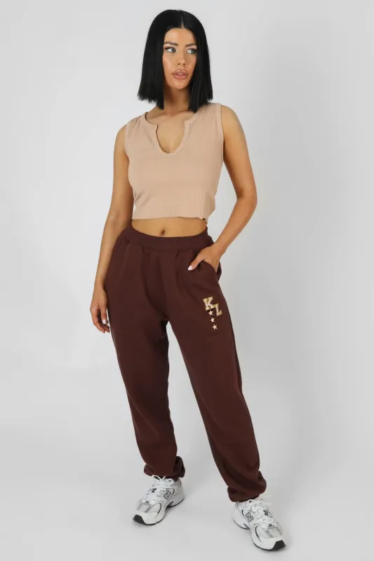 V Neck Sleeveless Ribbed Crop Top Camel sold by Public Desire