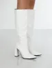 Posie Wide Fit White Pu Knee High Block Heel Boots sold by Public Desire