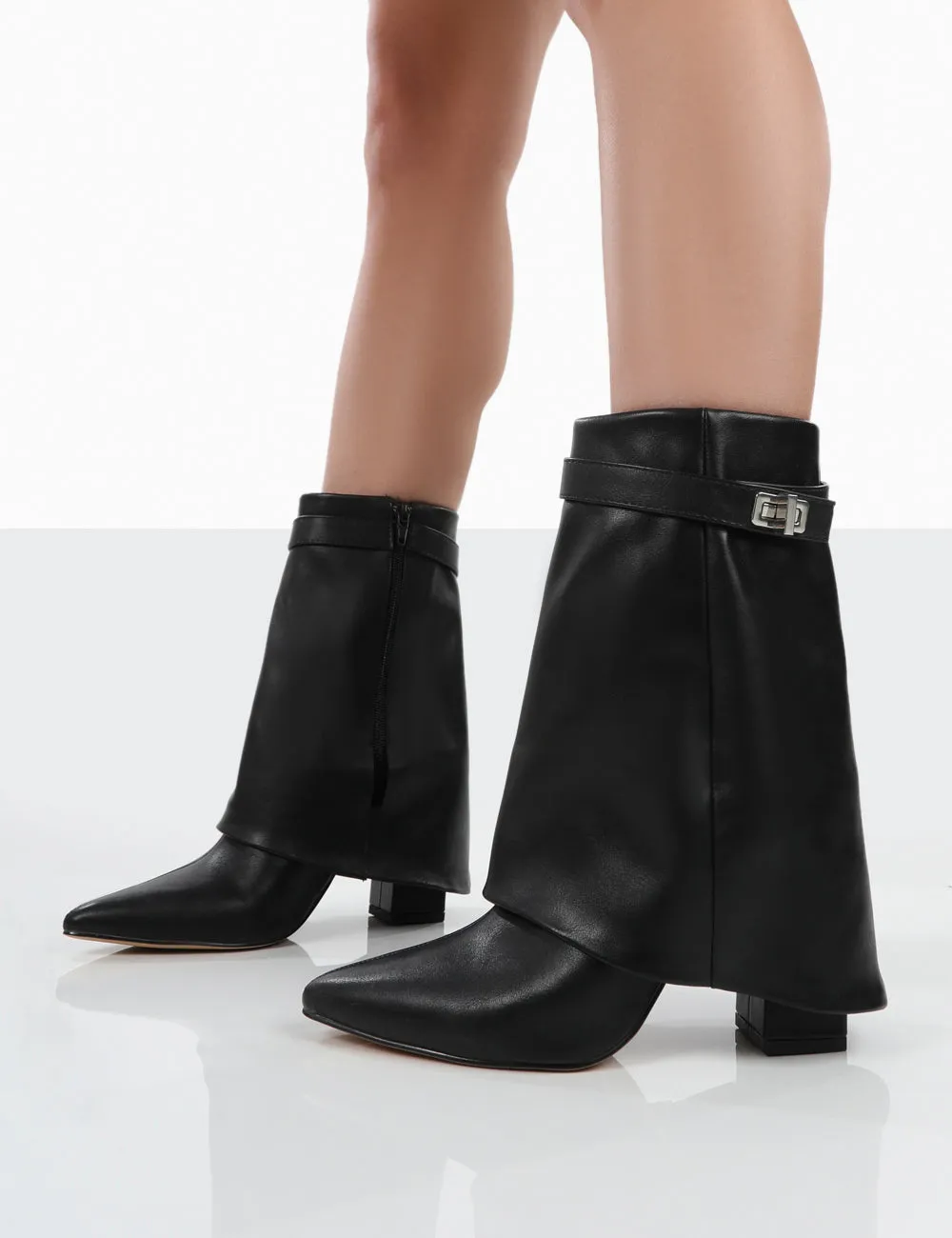 Fyre Wide Fit Black Pointed Toe Block Heeled Ankle Boots sold by Public Desire product image thumbnail 4