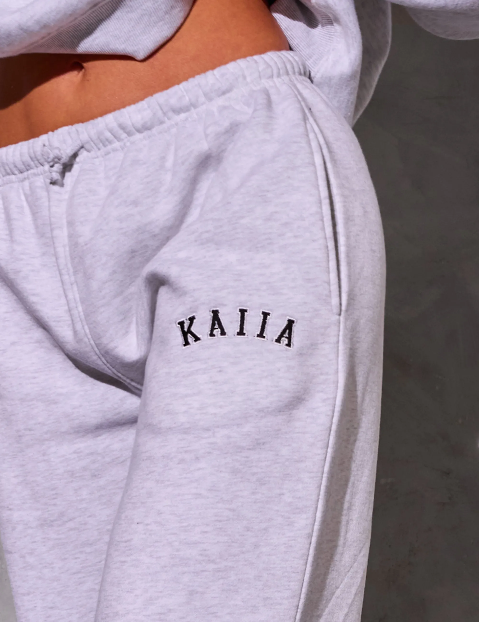 Kaiia Logo Wide Leg Joggers Light Grey Marl & Black sold by Public Desire product image thumbnail 4