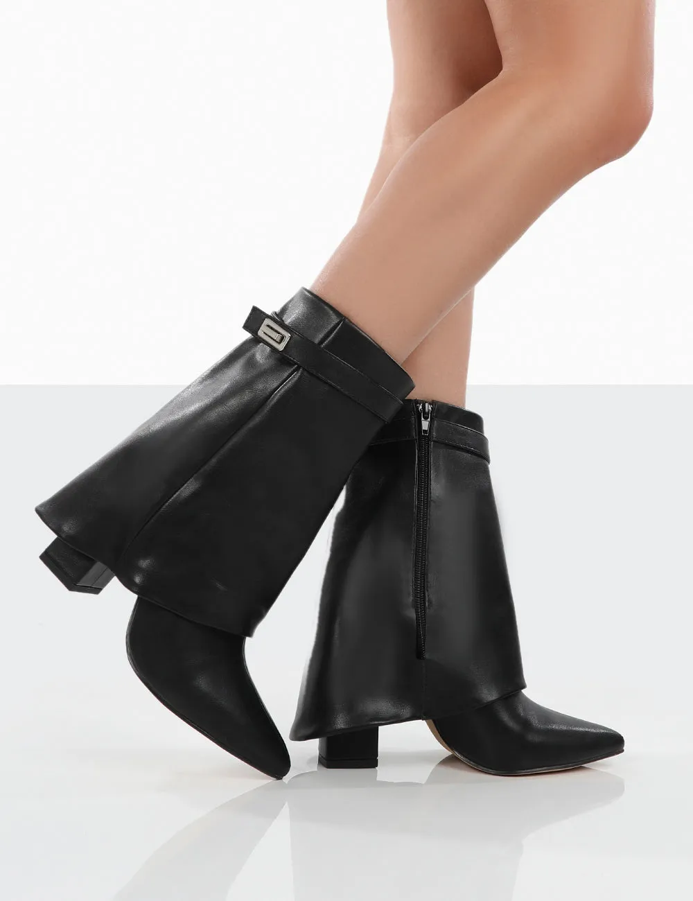 Fyre Wide Fit Black Pointed Toe Block Heeled Ankle Boots sold by Public Desire product image thumbnail 3