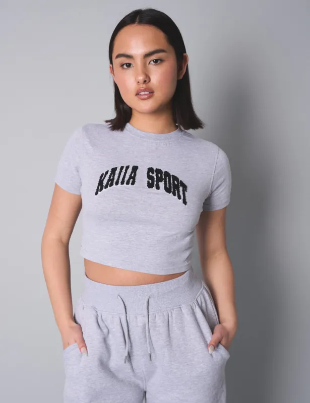 Kaiia Sport Baby Tee Grey Marl sold by Public Desire