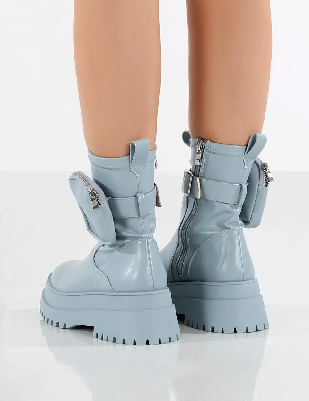 Amber x Public Desire Thought PU Blue Pocket Chunky Sole Ankle Boot sold by Public Desire product image thumbnail 2