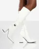 Apologetic White Pu Knee High Block Heel Boots sold by Public Desire