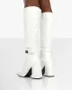 Apologetic White Pu Knee High Block Heel Boots sold by Public Desire