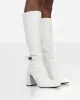 Apologetic White Pu Knee High Block Heel Boots sold by Public Desire