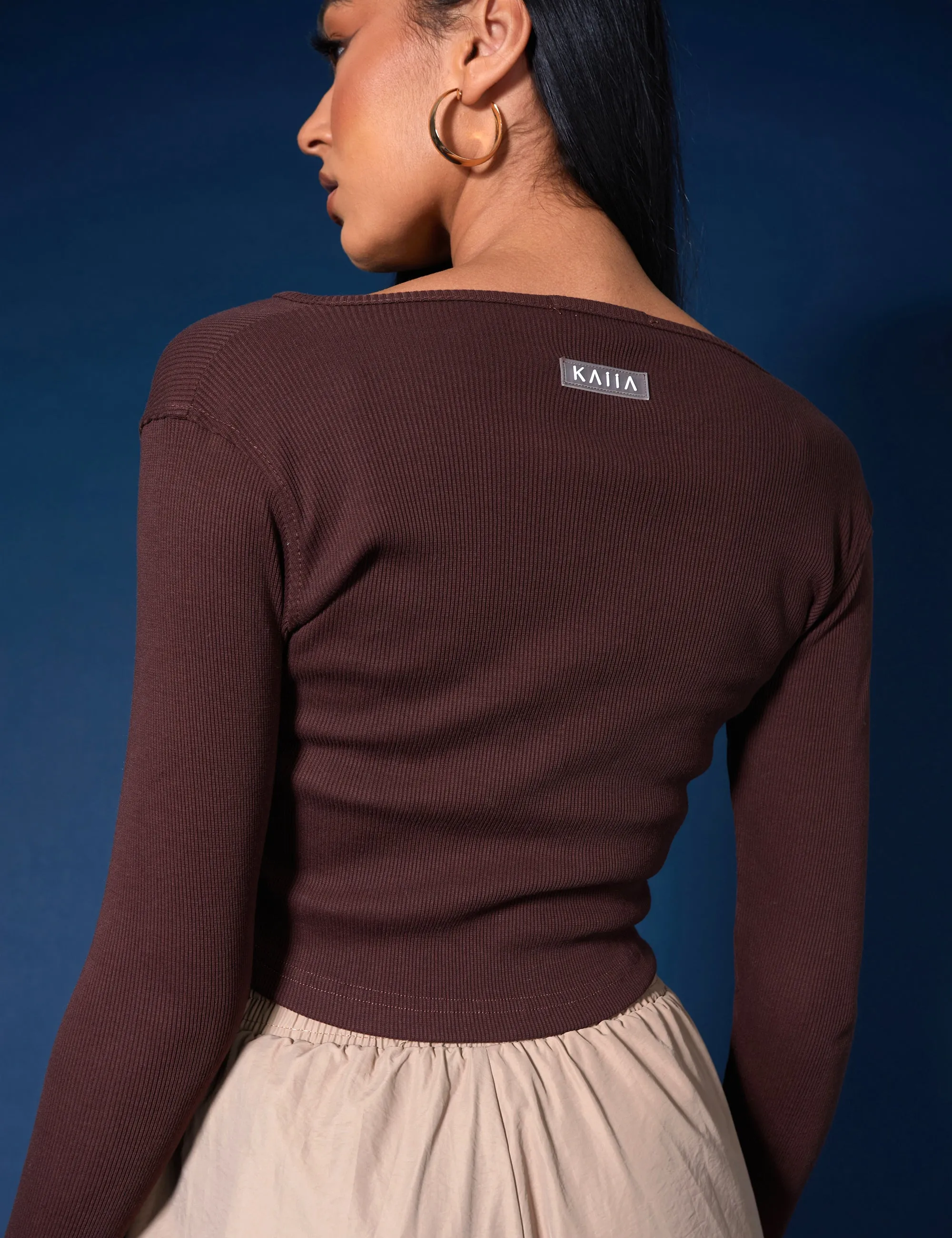 Double Ended Zip Kaiia Sport Top Chocolate sold by Public Desire product image thumbnail 5