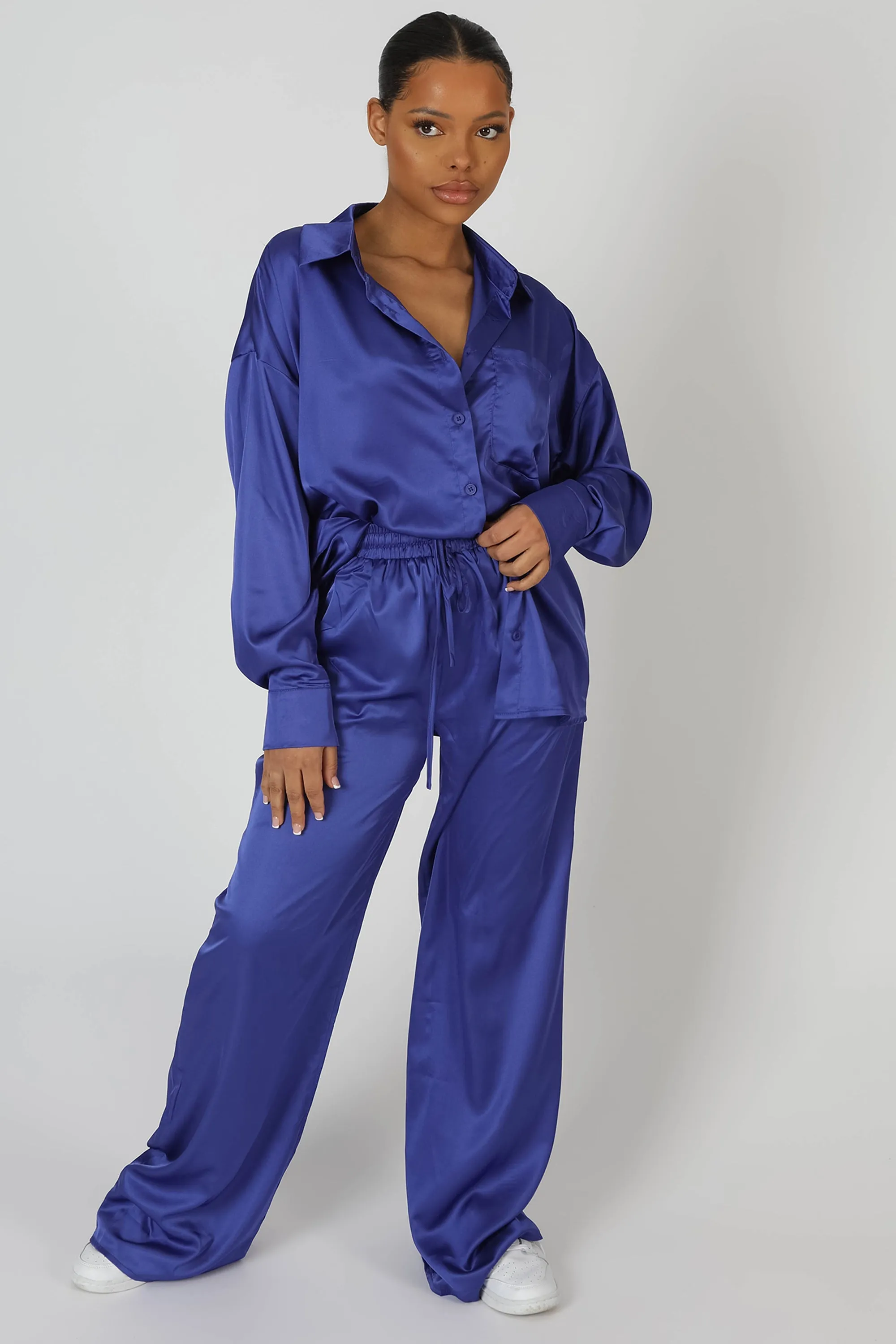 Satin Wide Leg Trousers Purple sold by Public Desire