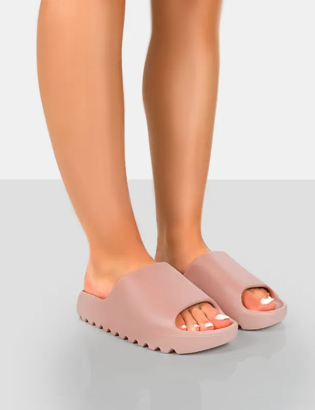 Brady Baby Pink Rubber Flat Slider Sandals sold by Public Desire