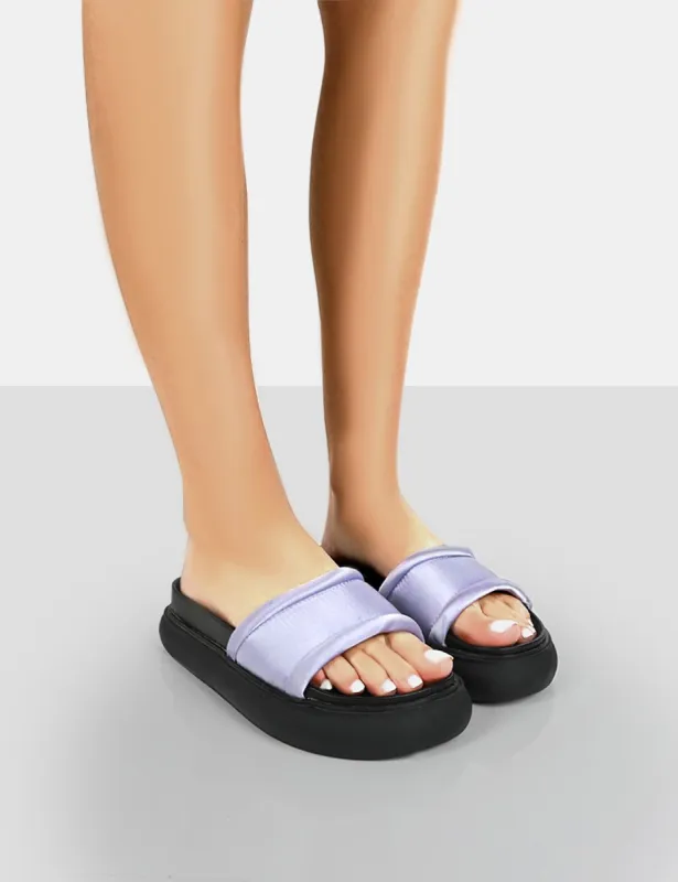 Demi Lilac Satin Slider Sandals sold by Public Desire