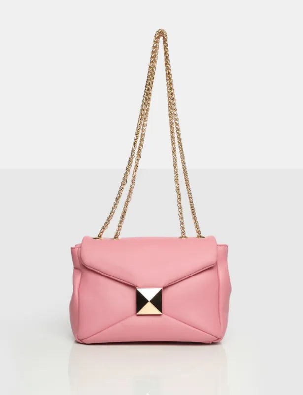 The Kenny Baby Pink PU Stud Shoulder Bag made by Public Desire