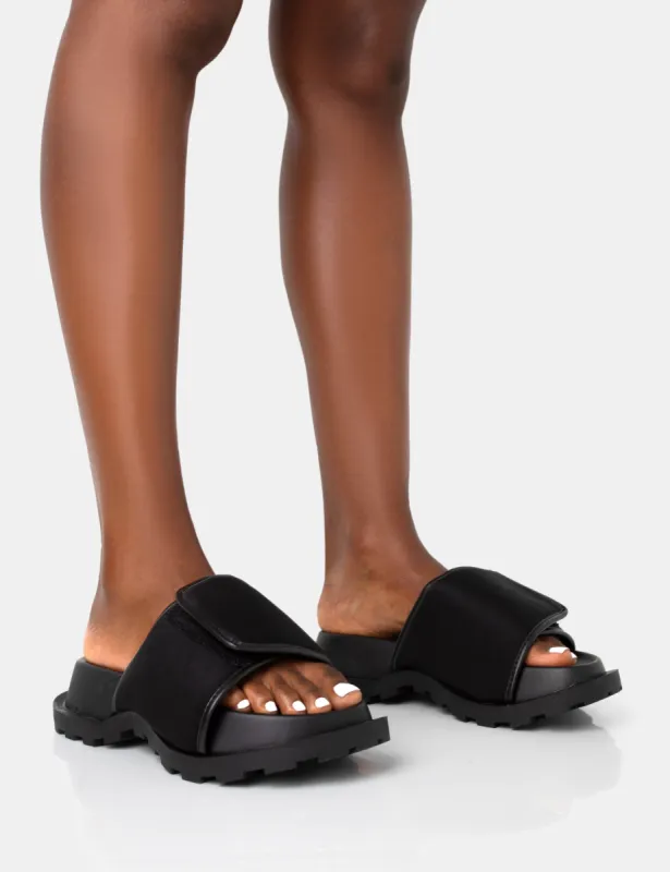 Blaze Black Nylon Sporty Slider Sandals sold by Public Desire