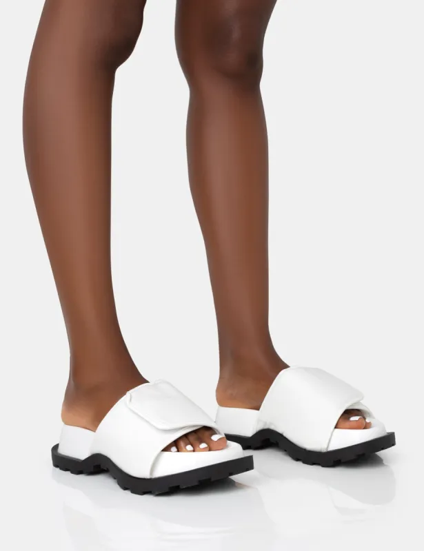 Blaze White Nylon Sporty Slider Sandals sold by Public Desire