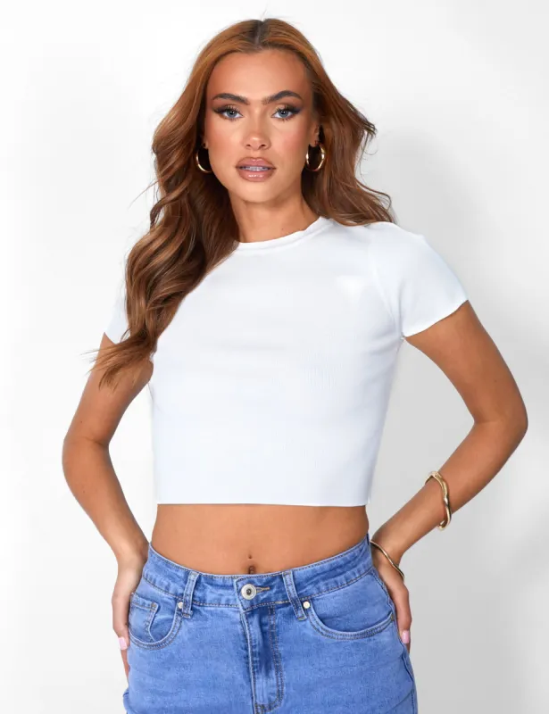 Knitted Baby Tee White sold by Public Desire
