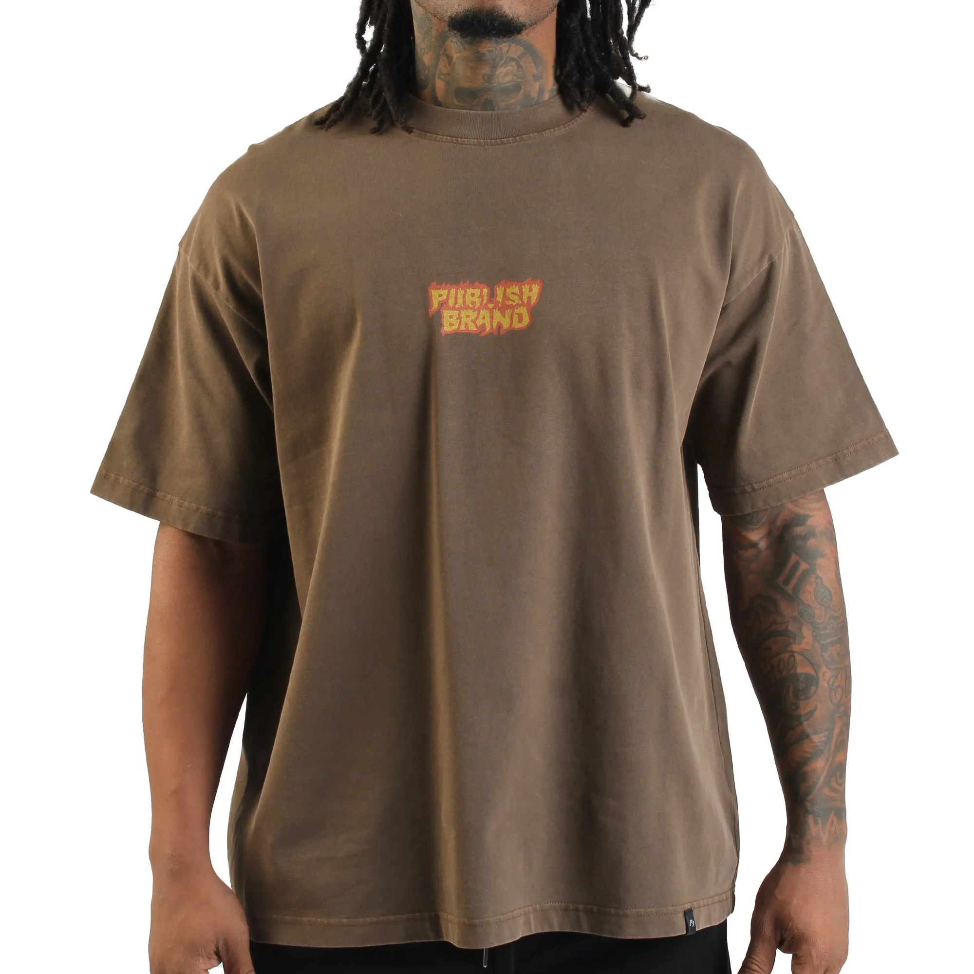 Stop Barking Monkey Washed Tee Oversized - Brown sold by Publish product image thumbnail 3